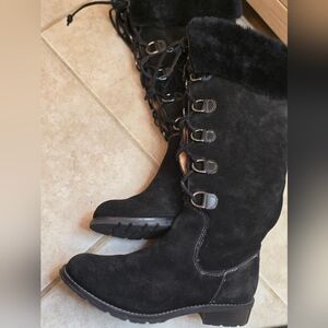 SOFFT WOMEN'S BARBOURNE, BLACK SUEDE Lace Up Boots US SIZE 7.5